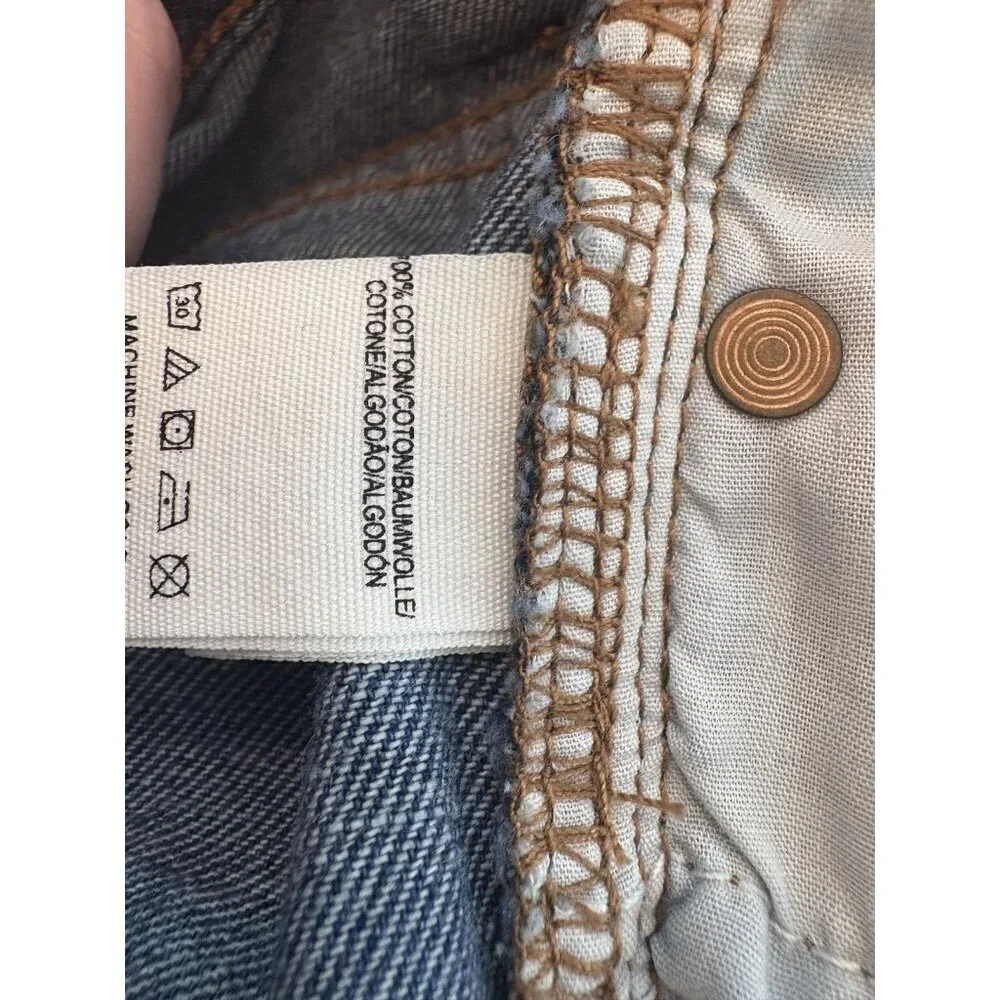 Free People Shorts Womens 29 Blue Denim Button Fly Cutoff Frayed Hem Distressed